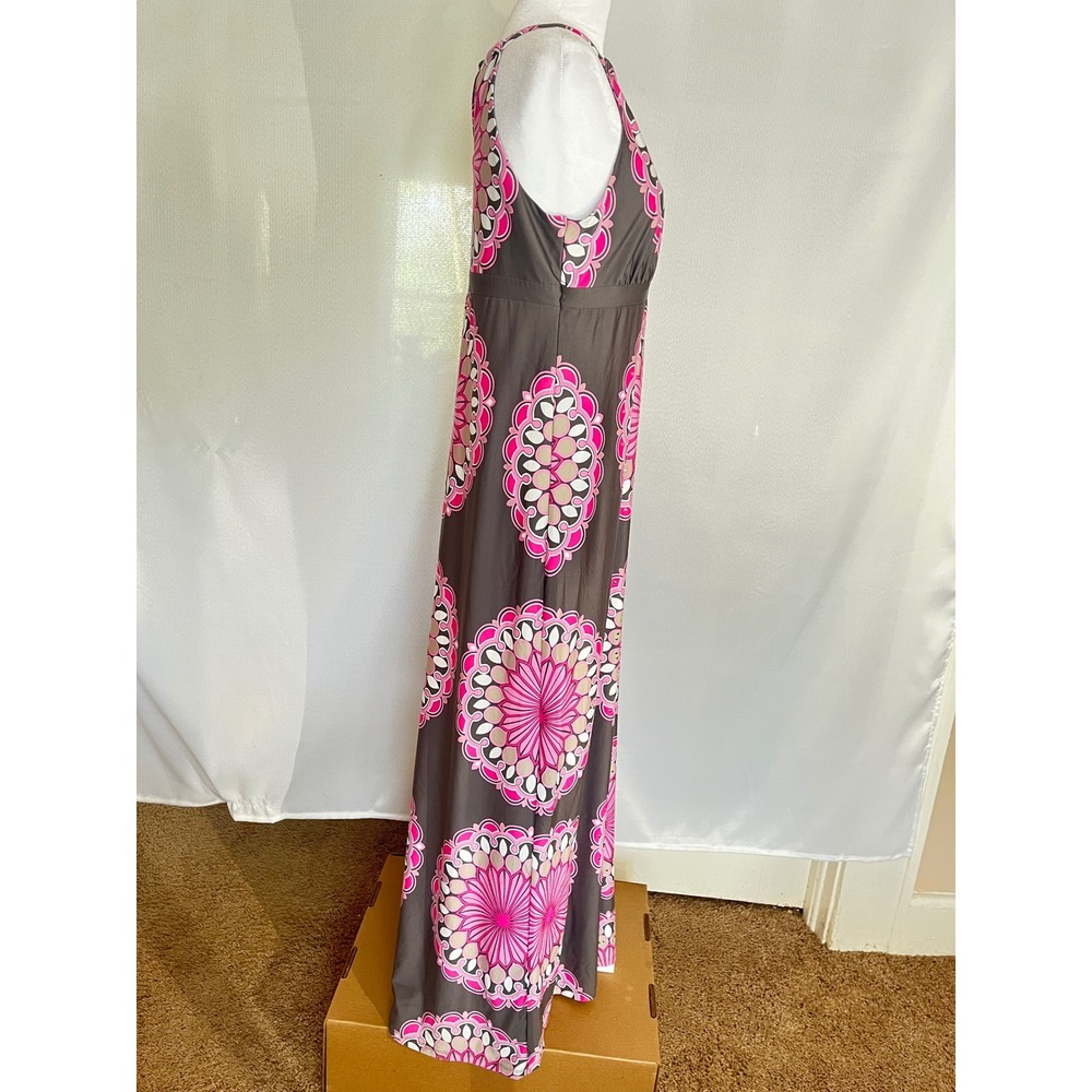 INC International Concepts Studded Mandala Bloom Maxi Dress Dark Gray Pink Small - Picture 7 of 11